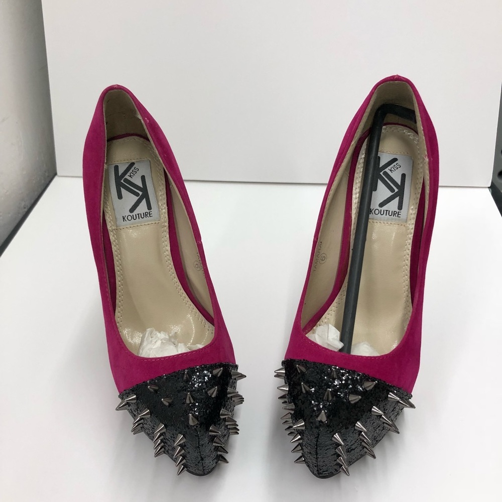 Kiss Kouture Tamara pink heels with spikes size 6
